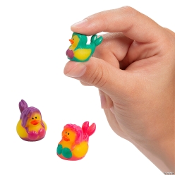 Brightly Coloured Mermaid Micro Rubber Ducks - 24Pk