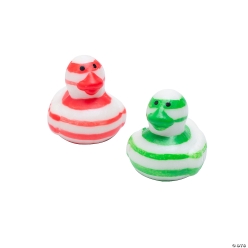 Striped Peppermint Candy Rubber Ducks-24Pk