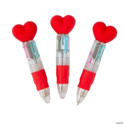Valentine Heart Plastic Shuttle Pens-12Pk