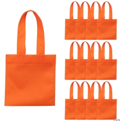 Orange Nonwoven Polyester Tote Bags-12Pk