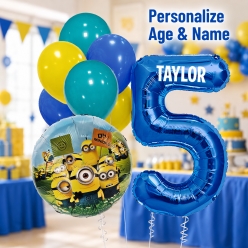 Minions PERSONALIZED Name & Age Balloon Bouquet