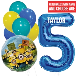 Minions PERSONALIZED Name & Age Balloon Bouquet