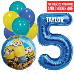 Minions PERSONALIZED Name & Age Balloon Bouquet