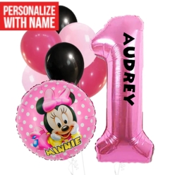 Minnie Age 1 PERSONALIZED Balloon Bouquet
