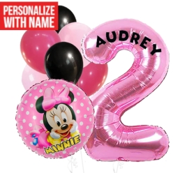 Minnie Age 2 PERSONALIZED Balloon Bouquet