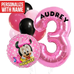 Minnie Age 3 PERSONALIZED Balloon Bouquet