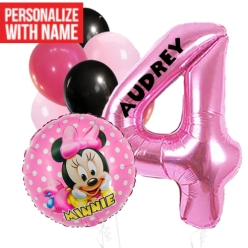 Minnie Age 4 PERSONALIZED Balloon Bouquet
