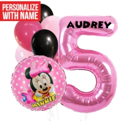 Minnie Age 5 PERSONALIZED Balloon Bouquet