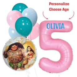 Moana PERSONALIZED Name & Age Balloon Bouquet