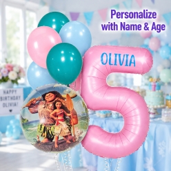 Moana PERSONALIZED Name & Age Balloon Bouquet