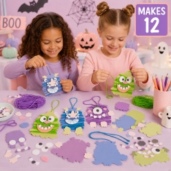 Monster Mayhem Yarn Wrapping Craft Kit-12Pk