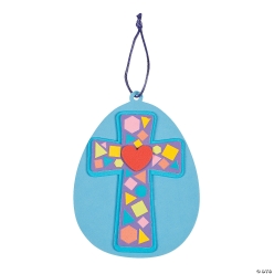 Mosaic Cross Easter Egg Ornament Craft Kit-12Pk