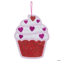 Sweet Soirée Cupcake Glitter Mosaic Ornament Craft Kit-12Pk