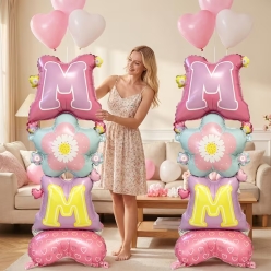 Mother's Day MOM 148cm Airfill Self-Standing Foil Balloons 2pcs