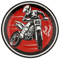 Motocross Full Speed Round Paper Dessert Plates-8Pk