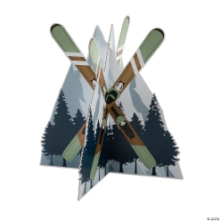 Ski Chalet Mountain Scene Tabletop Centerpiece