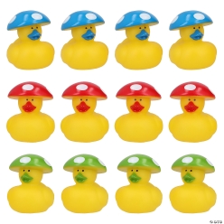 Multicolor Mushroom-Themed Rubber Ducks-12Pk
