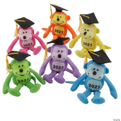 Class of 2025 Neon Stuffed Monkeys - 12Pk