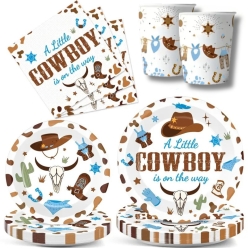 A Little Cowboy is on the Way Tableware Set for 20