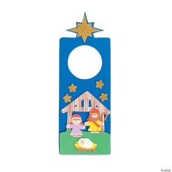 Religious Nativity Doorknob Hanger Craft Kits - 12 Pack