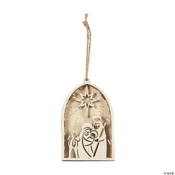 Nativity Family Silhouette Wood Ornaments-12 Pack
