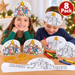 Nativity Colour Your Own Crowns - 8Pk