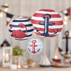 Nautical Baby Shower Paper Lanterns - 3 Pk