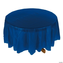 Navy Blue Round Plastic Tablecloth