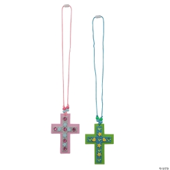 Religious Jumbo Cross Necklace Craft Kit-12Pk