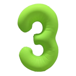 Number 3 Neon Green Number Balloon