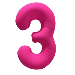 Number 3 Neon Pink Number Balloon
