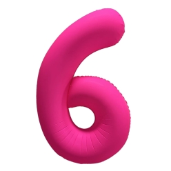 Number 6 Neon Pink Number Balloon