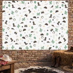 Neutral Western Party Icons 8ft. x 6ft. Fabric Backdrop
