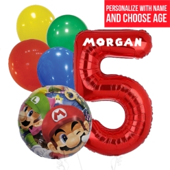 Super Mario PERSONALIZED Name & Age Balloon Bouquet