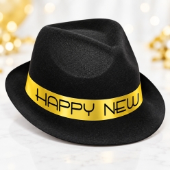 Black & Gold Velour New Years Hats - 25pk