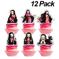 Nezuko Demon Slayer Cupcake Toppers - 12 PK