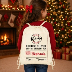 Naughty or Nice Express Write-On Drawstring Backpack