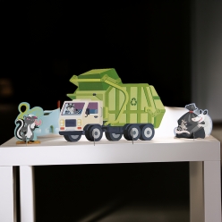 Night Critters Garbage Truck Centerpiece-3Pk