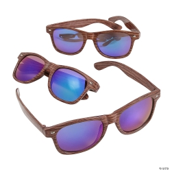 Adults Wood Print Plastic Nomad Sunglasses - 12Pk