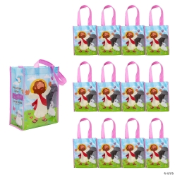 Religious He Lives Laminated Shopper Tote Bags-12Pk