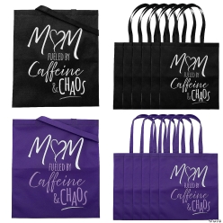 Large Mom Fueled by Caffeine & Chaos Tote Bags-12Pk