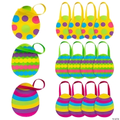 Easter Egg-Shaped Nonwoven Tote Bags-12Pk
