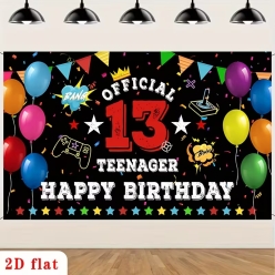 Official Teenager Happy 13th Birthday Fabric Backdrop