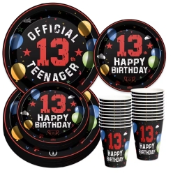 Official Teenager 13th Birthday Tableware Kit 30pcs