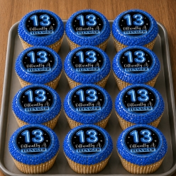 13th Birthday Blue Cupcake Icing Toppers 12pk
