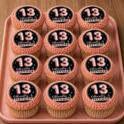 13th Birthday Girl Cupcake Icing Toppers 12pk