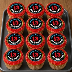 Official Teenager 13th Birthday Cupcake Icing Toppers 12pk