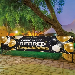 Officially Retired Fabric Black and Gold Banner 79