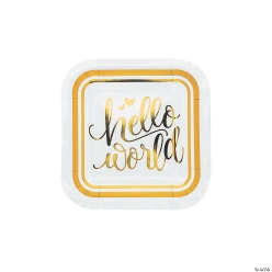 Oh Baby Gold Paper Dessert Plates - 8Pk