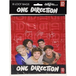 One Direction Plastic Loot Bags - 8 PK
